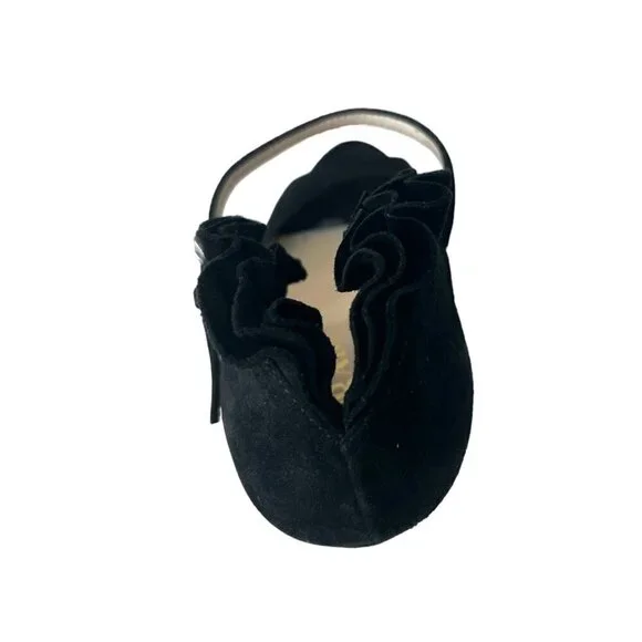 PRADA Open Toe Ruffle Suede Strap Ankle Heel Sandals Women's Size 7 Prom Formal - Picture 12 of 16